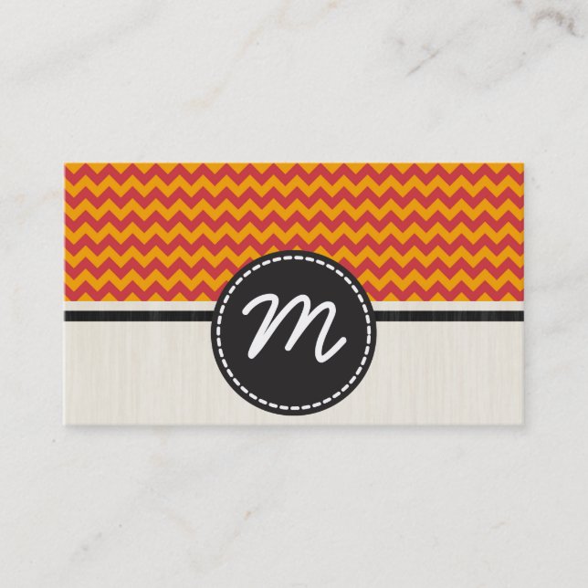 Orange och Antique Ruby Chevron Zigzag Mönster 2 Visitkort (Framsida)