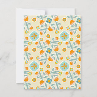 Orange och Aqua Folk Art Flower Bouquet Anteckningskort