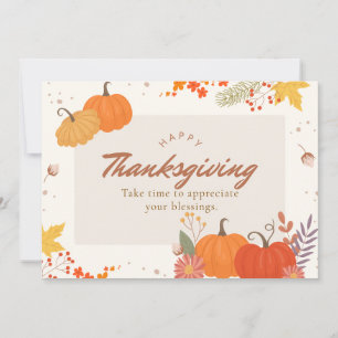 Orange och Beige illustrativt Happy thanksgiving Julkort