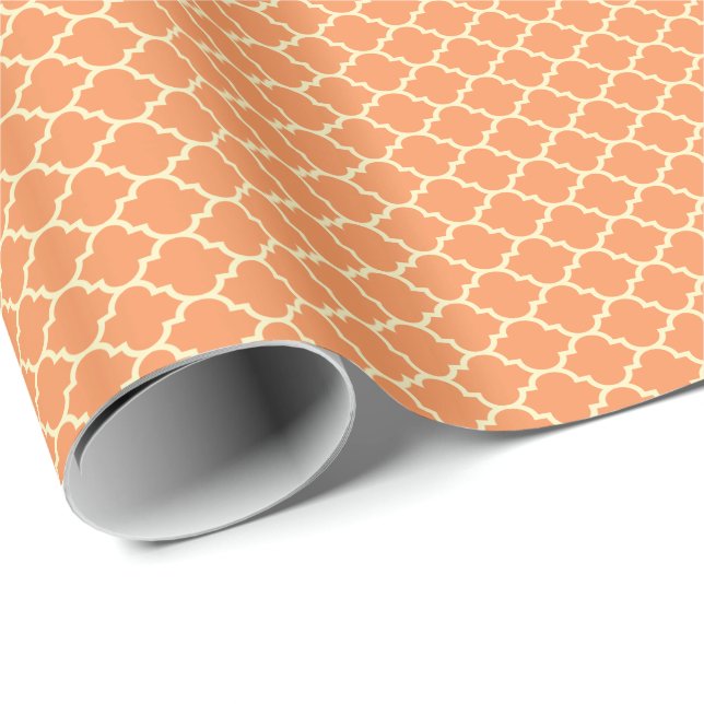 Orange och Beige Quatrefoil Mönster Presentpapper (Rullad Hörn)