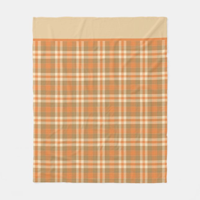 Orange och beige rutig filt av fleece (Framsidan)