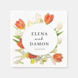 Orange och Beige Tulip Bröllop Pappersservett