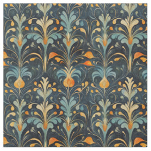 Orange och blå Art nouveau Tyg
