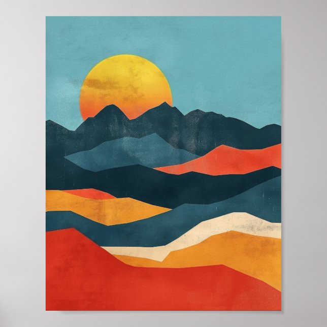 Orange och blå berggrund liggande poster (Framsidan)