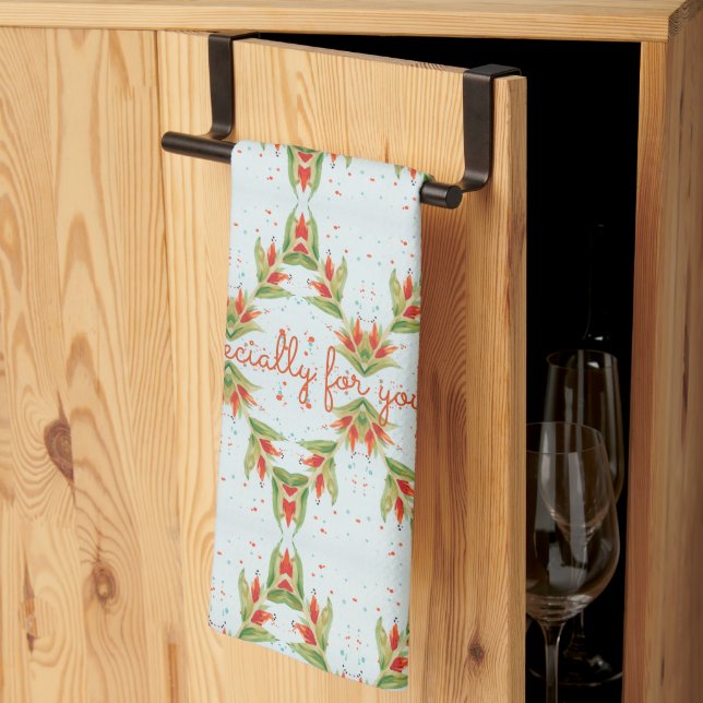 Orange och blå designer vattenfärg Kitchen Towel Kökshandduk (Thirds Fold)