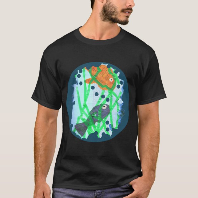 Orange Och Blå Fisk T Shirt (Framsida)