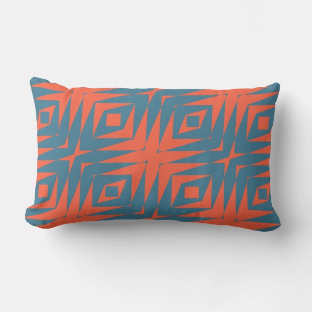 orange och blå geometri lumbarkudde (Framsida)
