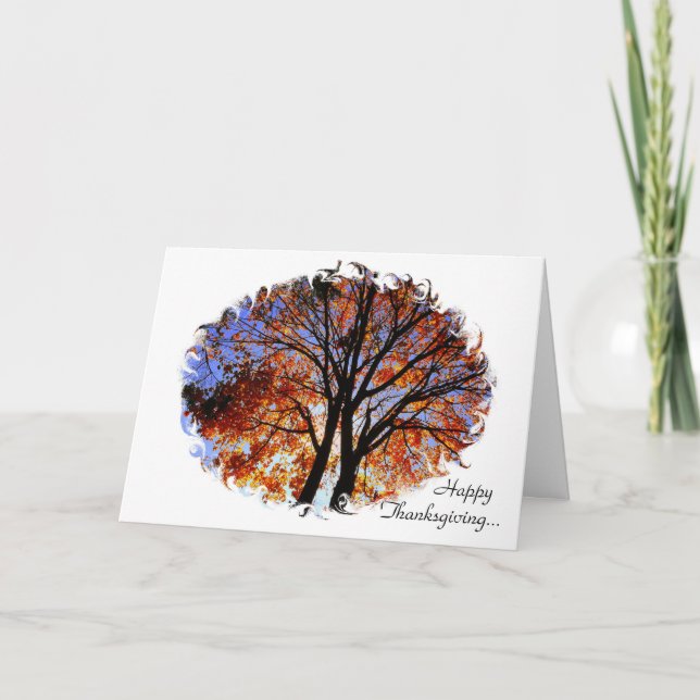 Orange och blå Happy thanksgiving ... Helgkort (Framsida)