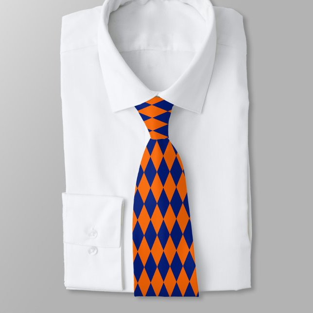 Orange och blå Harlequin-rutig design  Slips (Skapare uppladdad)