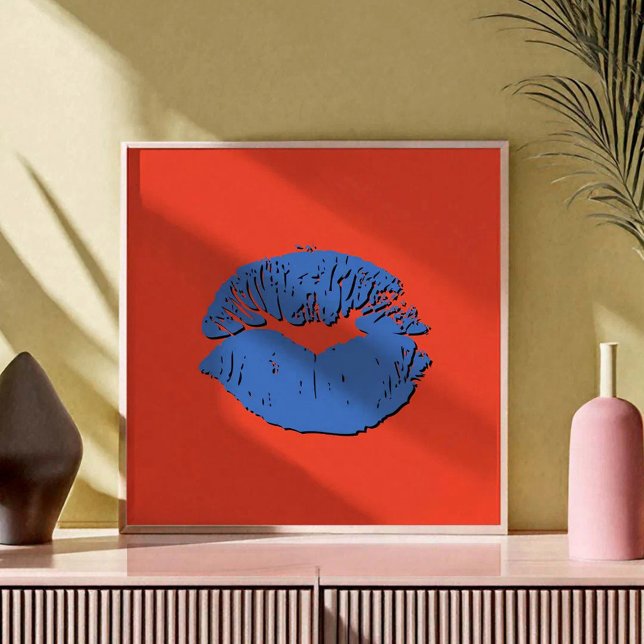 Orange och blå kyssande läppar poster (Skapare uppladdad)