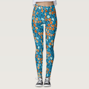 Orange och blå Mönster Leggings