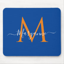 Orange och blå Personlig, monogram blå