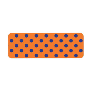 Orange och blå prickar returadress etikett