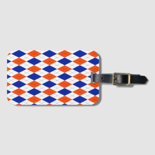 Orange och blå romb-argyle bagagebricka