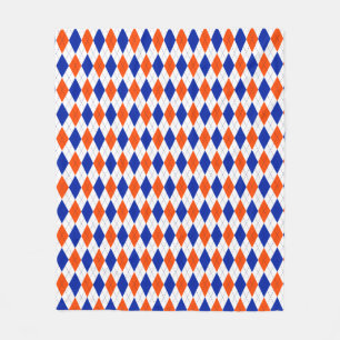 Orange och blå romb-argyle fleecefilt