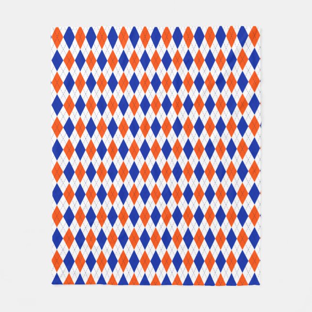 Orange och blå romb-argyle fleecefilt (Framsidan)