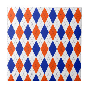 Orange och blå romb-argyle kakelplatta