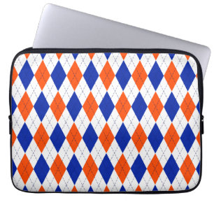 Orange och blå romb-argyle laptop fodral