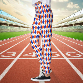 Orange och blå romb-argyle leggings
