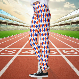 Orange och blå romb-argyle leggings