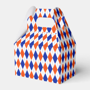Orange och blå romb-argyle presentaskar