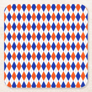 Orange och blå romb-argyle underlägg papper kvadrat