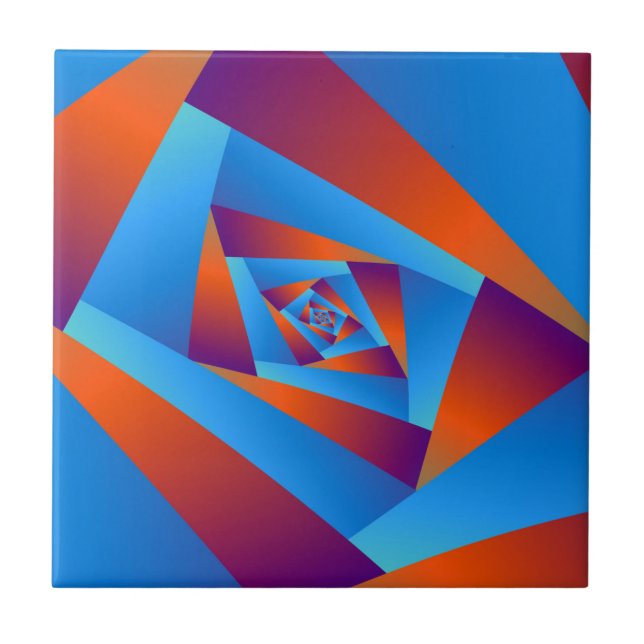 Orange och blå Spiral Kakelplatta (Framsidan)