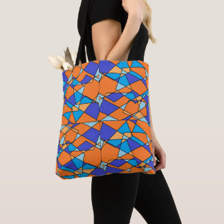 Orange och blå tote eller crossbody väska Geometri