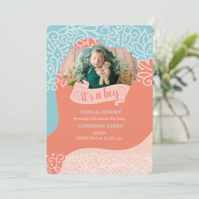 Orange och blå våg Det är ett meddelande om pojkfö (Stående Fram)