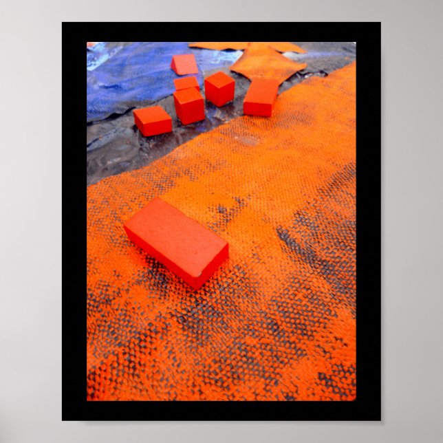 Orange- och blåa Abstrakter av ekologisk plastkons Poster (Framsidan)