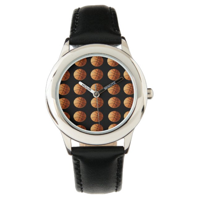 Orange och Black Basketball Mönster Armbandsur (Framsida)