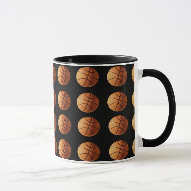 Orange och Black Basketball Mönster Mugg (Höger)