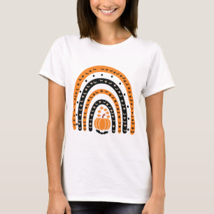 Orange och Black Boho Rainbow Halloween T Shirt