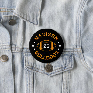Orange och Black Football Player Jersey Number Knapp