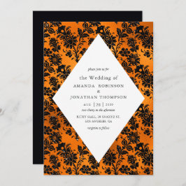 Orange och Black Glam Faux Foil Bröllop Inbjudningar