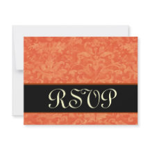 Orange och Black Grunge Damask OSA Bröllop