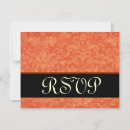 Orange och Black Grunge Damask OSA Bröllop