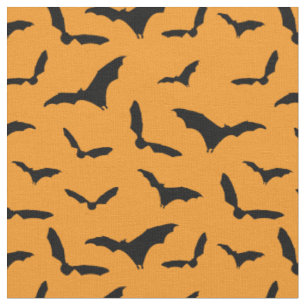 Orange och Black Halloween Fladdermus mönstrad Tyg