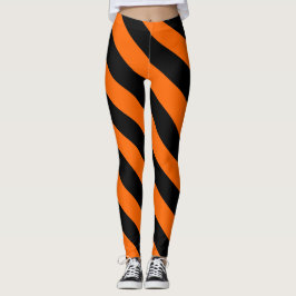 Orange och Black Halloween Witch Rand Leggings
