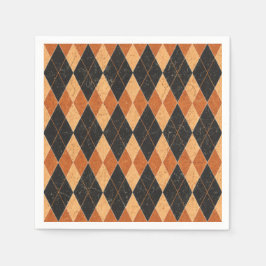 Orange och Black Harlequin Vintage Halloween Pappersservett