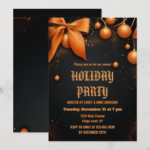 Orange och Black Holly Festive Helgdag 2025 Party Inbjudningar