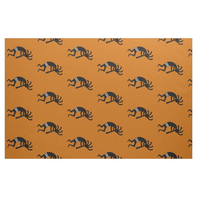 Orange och Black Kokopelli Mönster Southwest Tyg (Fat Quarter)