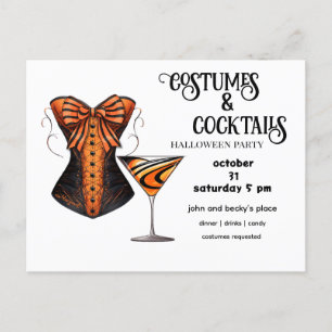 Orange och Black Martini och Costume & Cocktails Helg Vykort