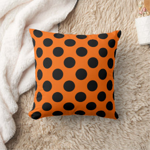 Orange och Black Polka Dot Mönster Kudde