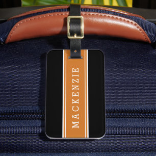 Orange och Black Rugby Rand Anpassningsbar Monogra Bagagebricka