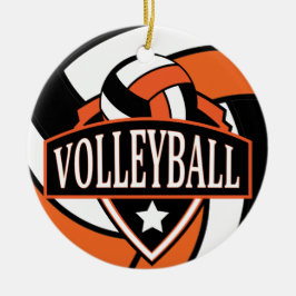 Orange och Black 🏐 Volleyball Logotyp Julgransprydnad Keramik
