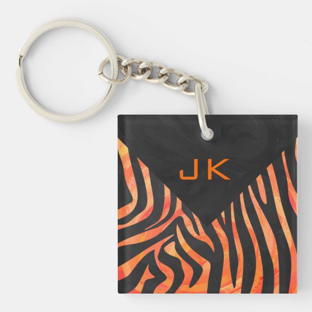 Orange och Black Zebra Monogram (Framsidan)