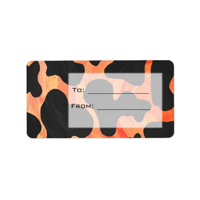 Orange och Black Zebra Monogram Adressetikett (Framsidan)