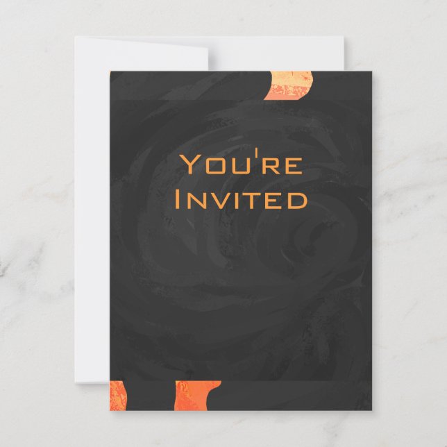 Orange och Black Zebra Monogram Inbjudningar (Framsida)