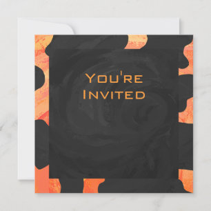 Orange och Black Zebra Monogram Inbjudningar